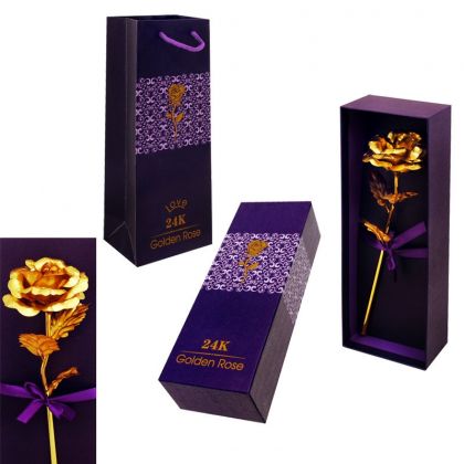 24 K Златна роза  - Вечно цвете оригинален подарък за любима дама