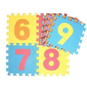 Детски мек пъзел килим за игра с плодове, животни и цифри - 10 плочи