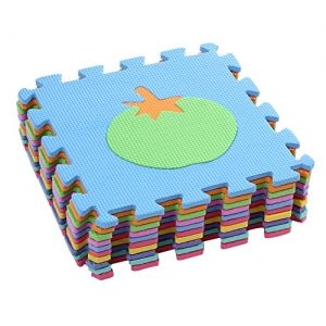 Детски мек пъзел килим за игра с плодове и цифри - 10 плочи