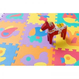 Детски мек пъзел килим за игра с плодове и цифри - 10 плочи