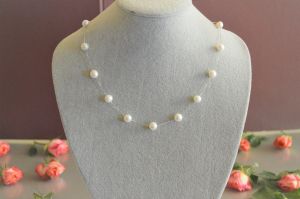 Колие от сребро и естествени бели речни перли