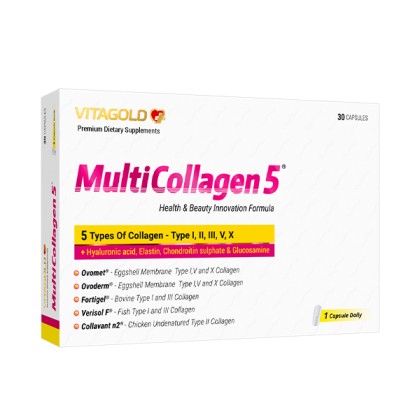 MultiCollagen 5 (Мултиколаген 5) – иновация за ставите, костите, кожата, косата и ноктите, 30 капсули