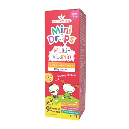 Мултивитаминни капки за деца Mini Drops Multi-vitamin 50мл, Natures Aid