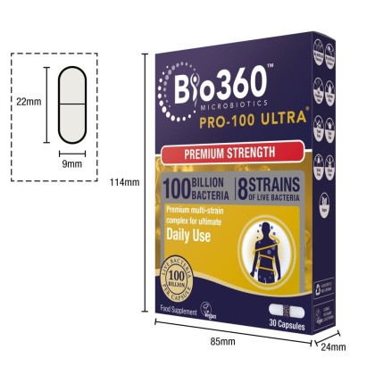 Пробиотик Pro-100 ULTRA (100 Billion Bacteria) 100млрд. 30 капсули, Natures Aid