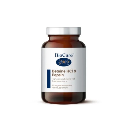 BioCare Betaine HCl & Pepsin 90 Vcaps - при пефлукс и хранителни алергии