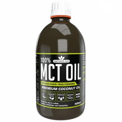  Кокосово масло 100% MCT Premium Coconut Oil, 500ml, Natures Aid