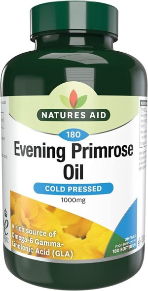 Масло от вечерна иглика (Evening Primrose Oil) 1000мг 180 меки капсули, Natures Aid