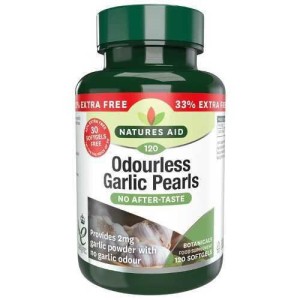 Чесън без мирис перли (Odourless Garlic Pearls) 120 меки капсули, Natures Aid