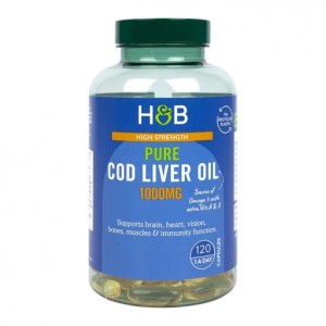 Омега-3 рибено масло от черен дроб на треска (Pure Cod Liver Oil) 1000мг , H&B